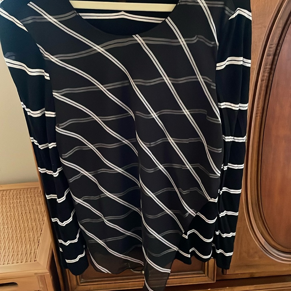 Black and white, sheer top front with cotton under sheer.